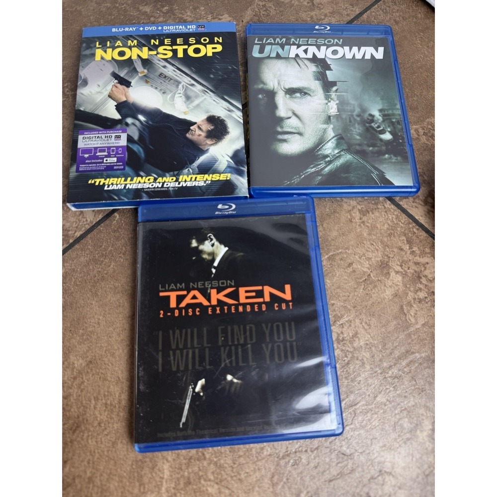 Lot Of 3 Liam Neeson Blue-Ray DVD Taken Two Disc Nonstop Unknown